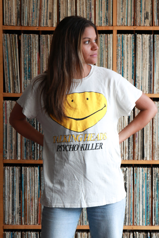 Talking Heads, Smiley Psycho Killer T-Shirt- Backstage All Access Ribbon, LA Tour 1971- One of a kind, Distressed
